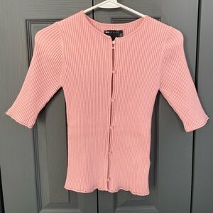 Zara Light Pink Ribbed Cardigan